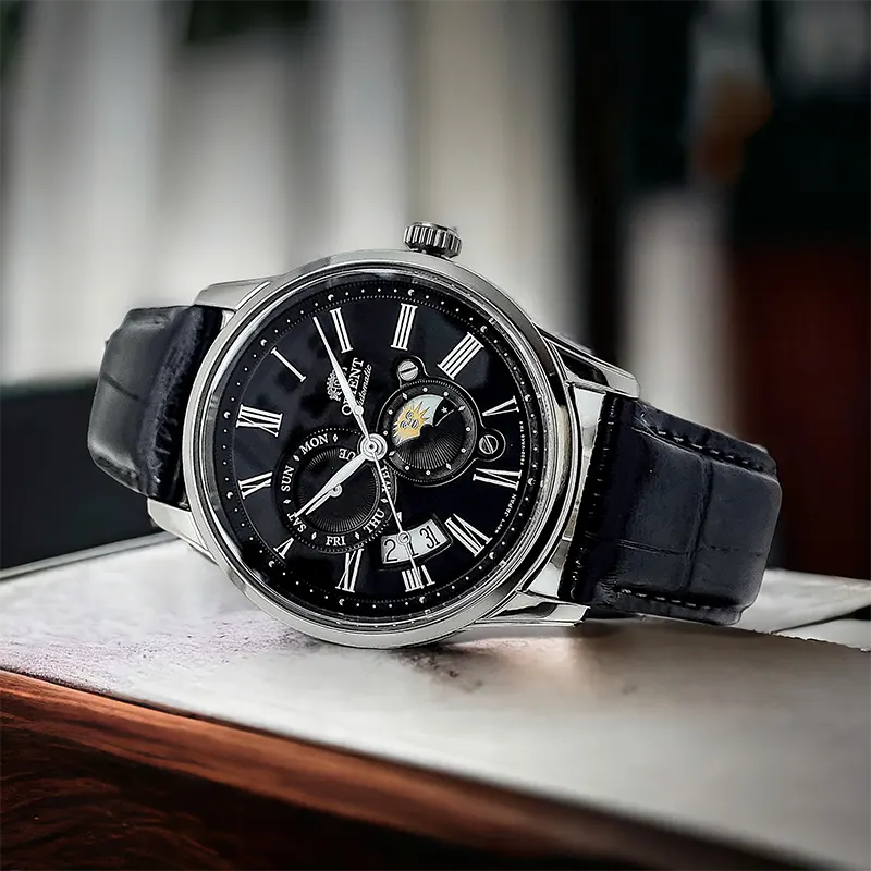 Orient Sun & Moon Automatic Black Dial Men's Watch- RA-AK0010B